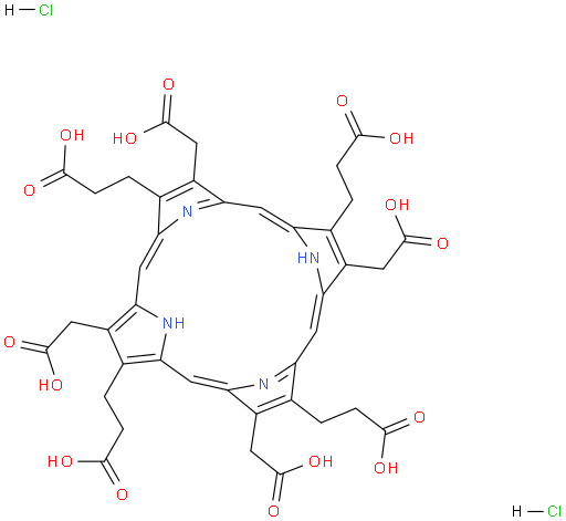3,3',3'',3'''-(3,8,13,18-tetrakis(carboxymethyl)porphyrin-2,7,12,17-tetrayl)tetrapropionic acid dihydrochloride
